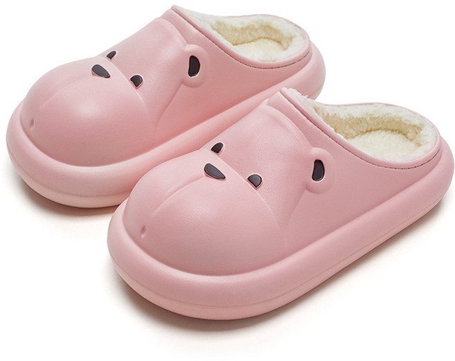 슈퍼카미트 남녀 커플 방한 털 곰 슬리퍼