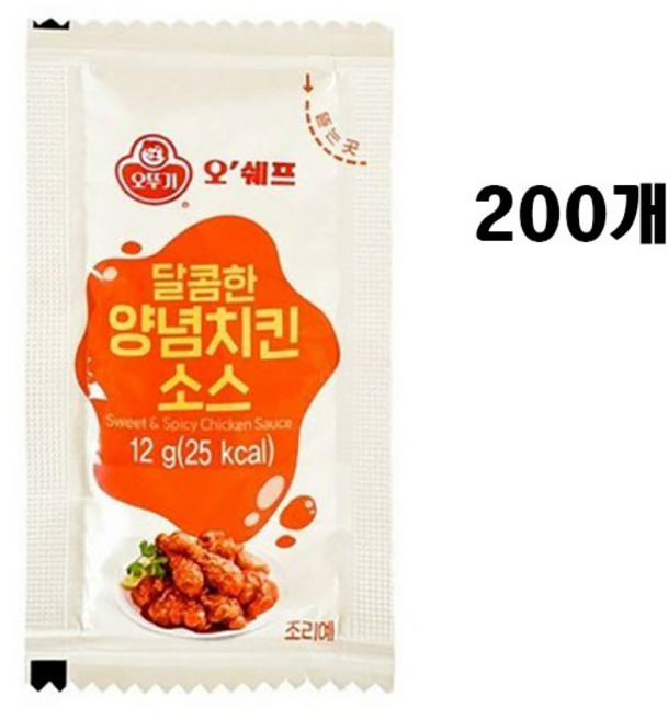 오쉐프 달콤한 양념치킨 소스, 200개, 12g