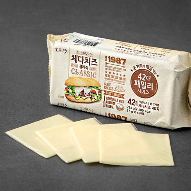 동원 소와나무 체다 슬라이스 치즈 클래식 714g17g x 42매 대용량, 714g, 1개