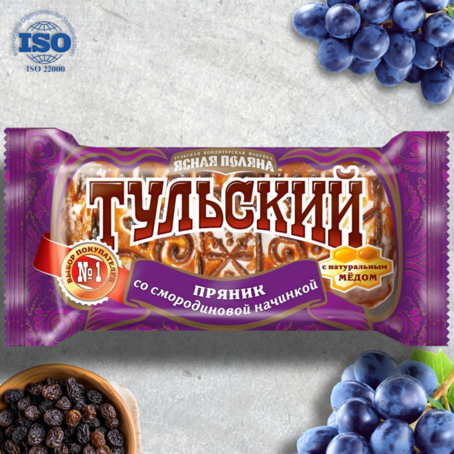 러시아 툴라식 전통 디저트 프랴니크 (블랙커런트 필링) 140g 러시아 간식, 1개