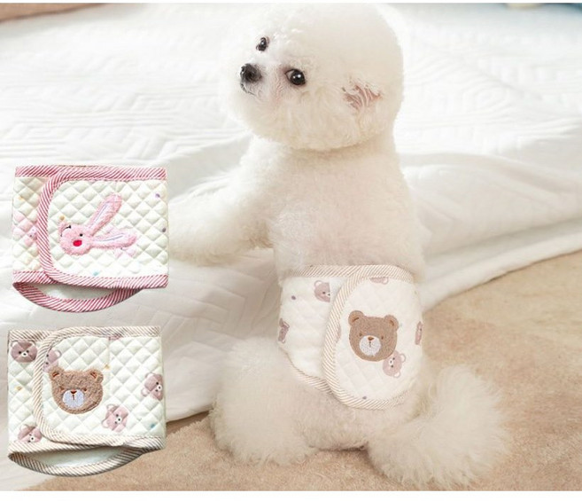 강아지 매너벨트 마킹방지 귀여운 애견기저귀 바려견 배변교육, 곰돌이 M, 1개, 1개입, 중형