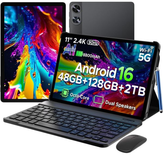 안드로이드 16 및 제미니 AI가 탑재된 P11 Pro 11인치 태블릿 48GB RAM 128GB ROM/2TB T7250 옥타코어 8800mAh/18W 120Hz 5MP 13