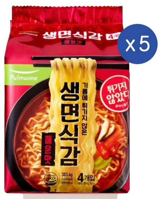 풀무원 생면식감 매운맛 자연건면 95.9g, 20개