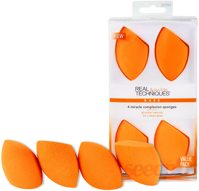 [재구매율98%] 리얼테크닉스 REAL TECHNIQUE 미라클 컴플렉션 스펀지 물광 메이크업, 컴플렉션 스펀지(new), 4개