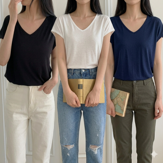 희야몰 3P세트 나시티 브이넥 티셔츠