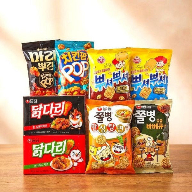 오리온 농심 오뚜기 인기스낵 8종, 1세트, 457g