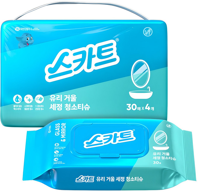 스카트 유리 거울 세정 청소티슈, 4개
