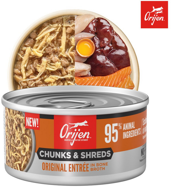오리젠 고양이 주식캔 슈레드 오리지날 orijen 캣 습식사료, 1개, 85g, 닭+닭간
