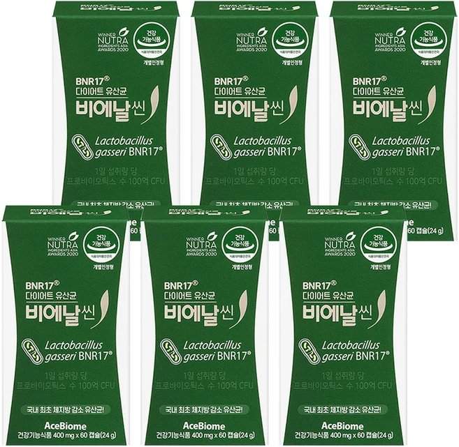 다이어트 유산균 비에날씬 400mg x 60캡슐 9개 // AO, 6박스, 60정 - 쿠팡