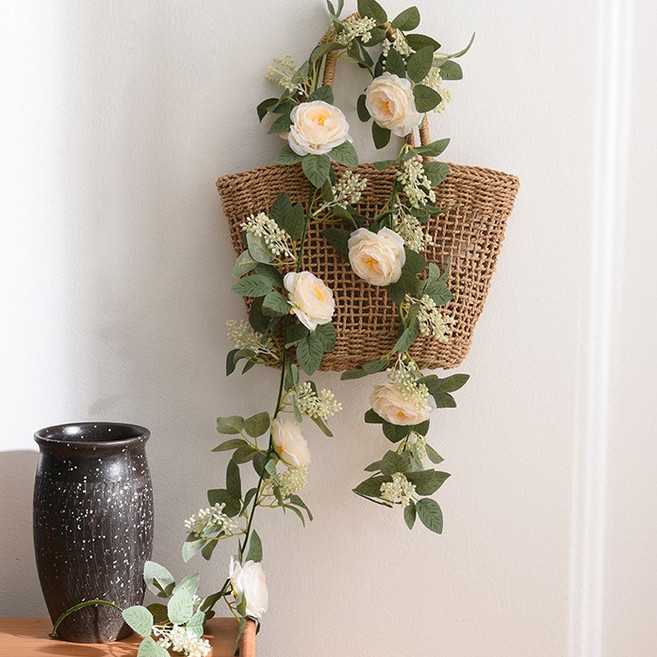 [고퀄리티] 샤샤벨 카멜리아 넝쿨 장미 가랜드 포토존 꽃장식 인테리어 조화, 1개, 샴페인