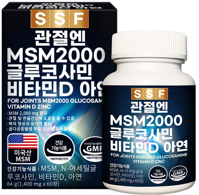 순수식품 관절 MSM 2000 글루코사민 비타민D 엠에스엠, 60정, 1개