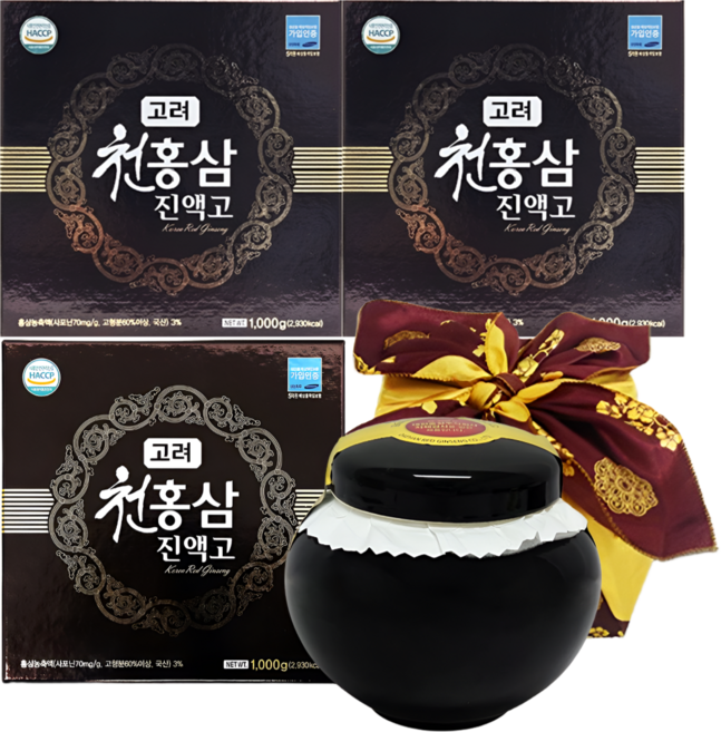 HnF (최신제조 리뉴얼) 고려천홍삼진액고 100%국내산 홍삼 15종 귀한부재료 고급선물용, 3kg, 1세트