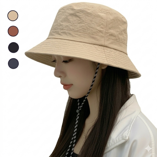 루아엔 접이식 버킷햇 얼굴소멸 벙거지 방수 모자