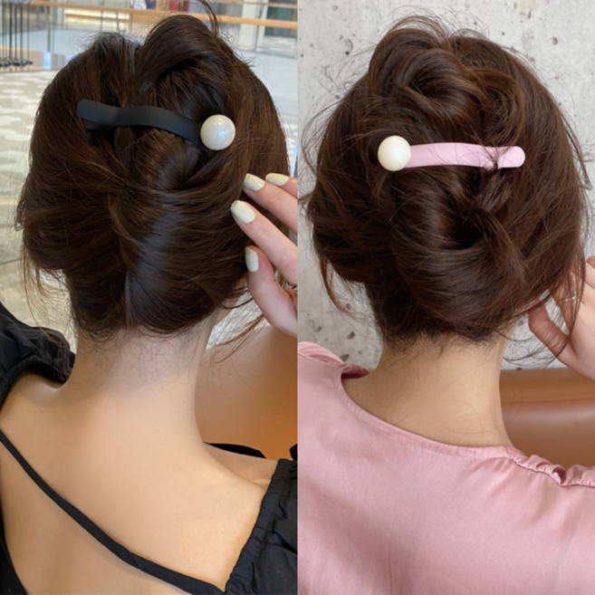 ZMBIRD 1+1 악어 집게핀 올림머리 여성 진주 일자 핀 N1181