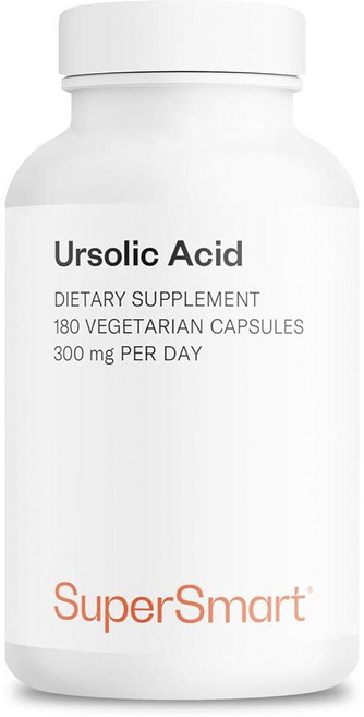 Supersmart 우르솔산 하루 300mg (내약성) - 로즈마리 잎 추출물 보충제 | GMO 프리 및 글루텐 프리 - 채식주의자 캡슐 180개, 1개, 1개, 1) 1 Count (Pack of 180)