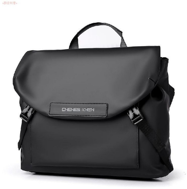 CHENES KLIEN 單肩斜挎包 男士郵差包 牛津布通勤學生工裝騎行包, 升級版黑色