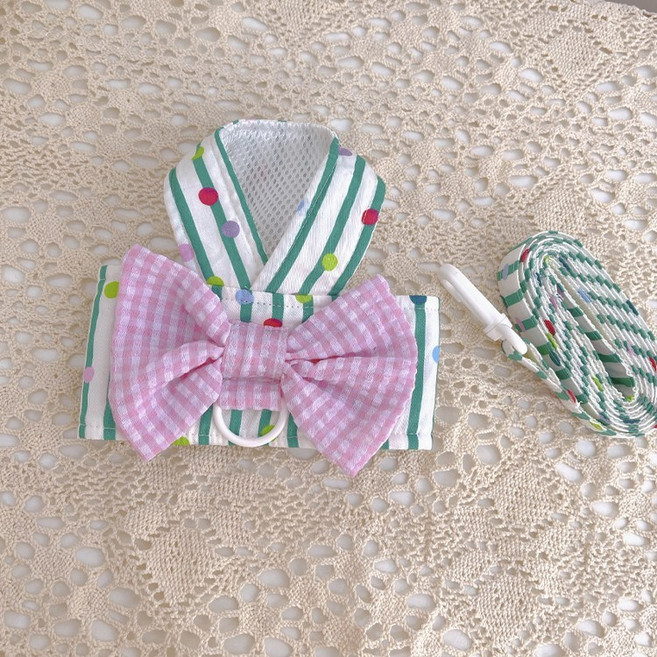 코코스튜디오 강아지 목 가슴줄 + 와이키키 하네스 세트, 그린, 1세트