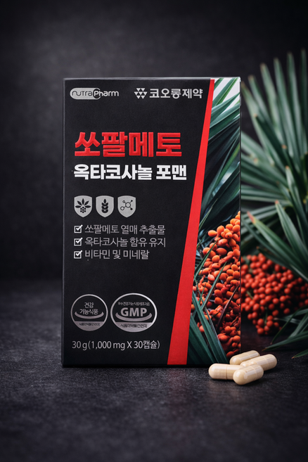 코오롱제약 쏘팔메토 옥타코사놀 포맨, 4개, 30정