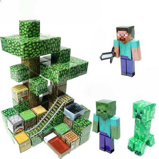 마인크래프트 종이 피규어 만들기 장난감 DIY 퍼즐, 상세 페이지 참고, 캐슬세트, 1개