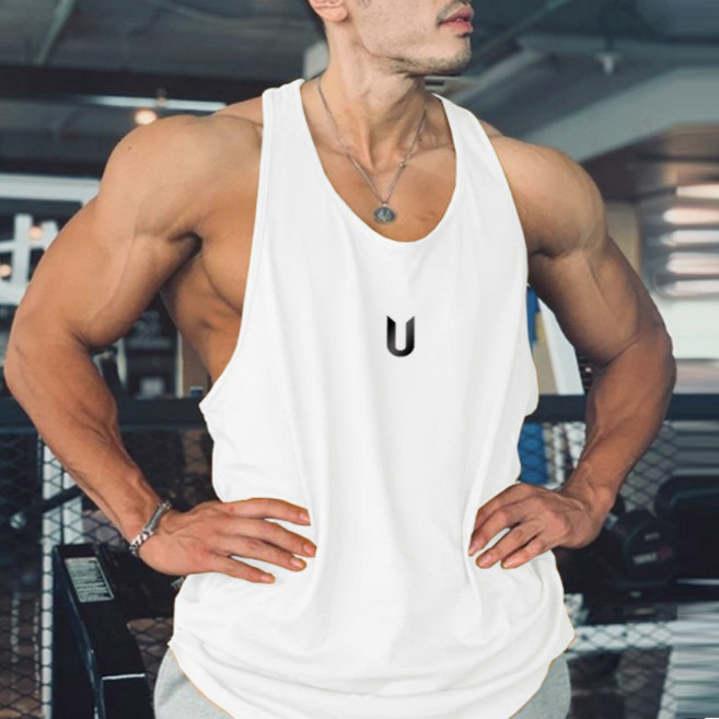 Makone 남성 베이직 헤링본 러닝 운동 헬스복 트레이닝 조끼 잔숄더 나시 민소매 머슬핏 짐웨어 티셔츠