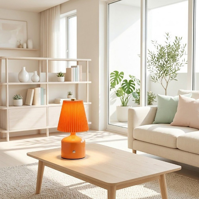 히즈엔 플리츠 테이블 인테리어 조명, 오렌지