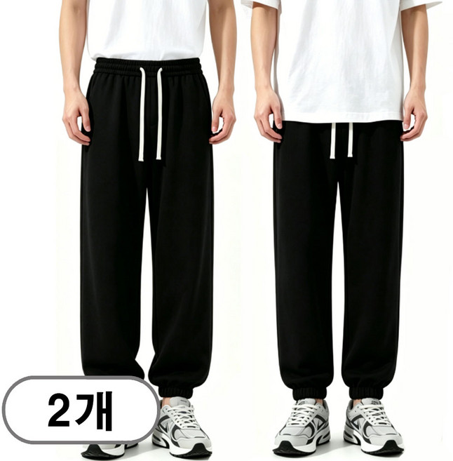 웨이차차 1+1(2세트) 남여공용 트레이닝복 바지 조거팬츠 와이드 추리닝 슬랙스 바지 조거바지 작업바지 편의점바지 빅사이즈 (일반 기모)