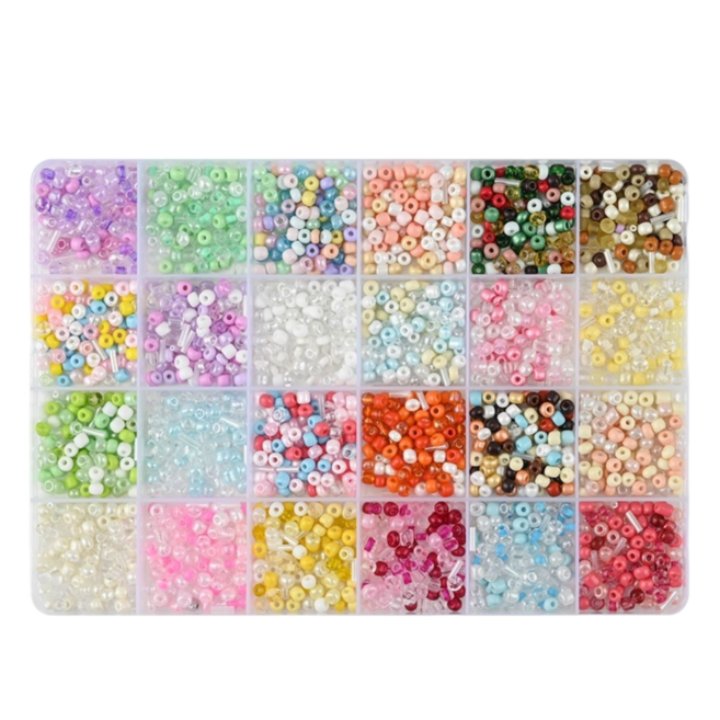 프리미엄 비즈 공예 세트 키링 팔찌 만들기 비즈 공예 비즈 공예세트 선물용 24칸, 1박스, 컬러 계열