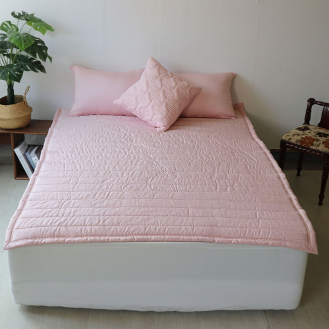 디메이드베딩 직접제작 60수 순면 텐셀 모달 누빔 미끄럼방지 침대패드 90x200 슈퍼싱글 퀸 라지킹 돌침대패드, 모달패드 핑크