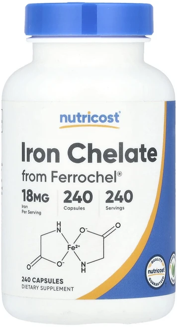 Nutricost Ferrochel®에서 추출한 철분 킬레이트 18mg 캡슐 240정, NutricostFerrochel에서추출한철분킬레이트1, 1개 - 쿠팡