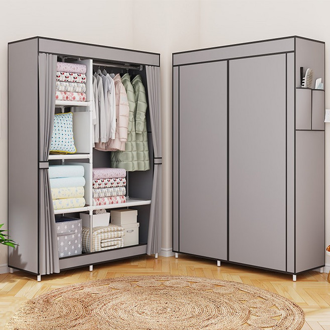 Alemon 조립식 옷장 간이 합금 옷장 프리미엄 비키니 옷장, 02그레이