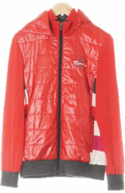 5902 디즈니 글로시딥레드 미니마우스프린팅 단가라광택후드집업점퍼 [90]