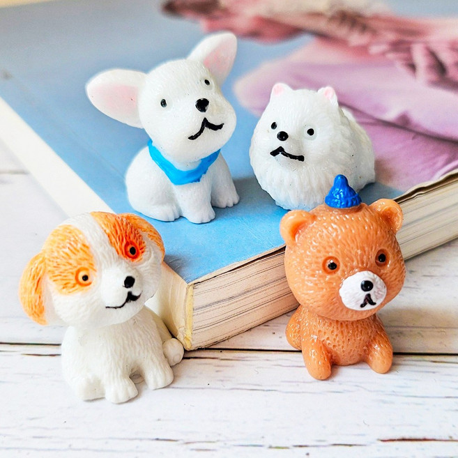 세경팜 우리집 강아지 미니어처 4P 동물피규어 테라리움 젤캔들 재료, 2세트
