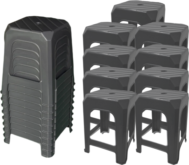 나코 간이 플라스틱 의자 야외용 편의점 튼튼한 고하중 사각 행사용 포장마차의자, 다크그레이, 9개