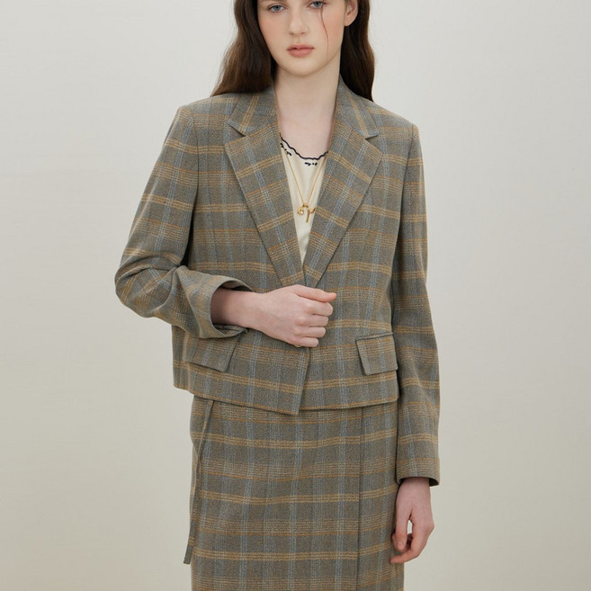 듀엘 체크 벨티드 자켓 D262MSF039DH5733792