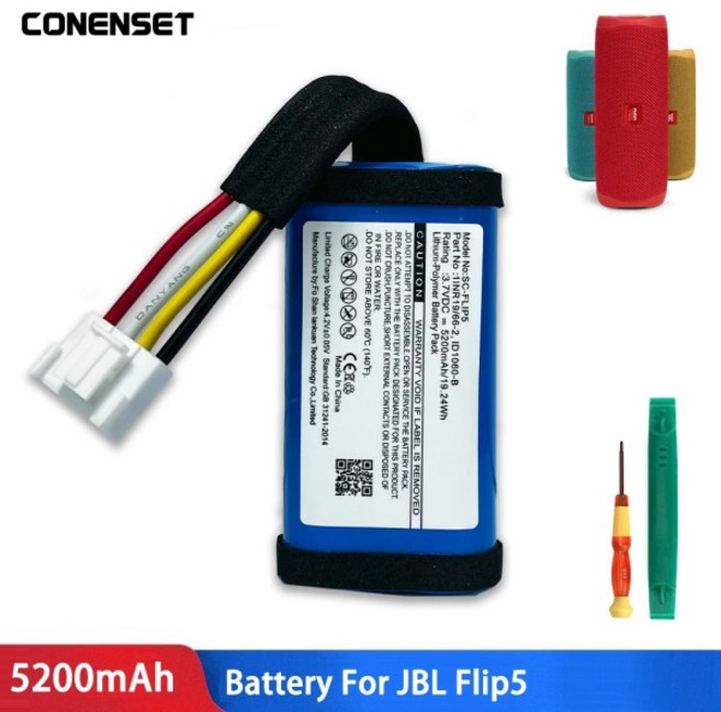 JBL Flip 5 Ocean Eco Edition 무선 블루투스 스피커 배터리 용 3.7V 5200mAh SUN-INTE-152 교체, 한개옵션0, 한개옵션0