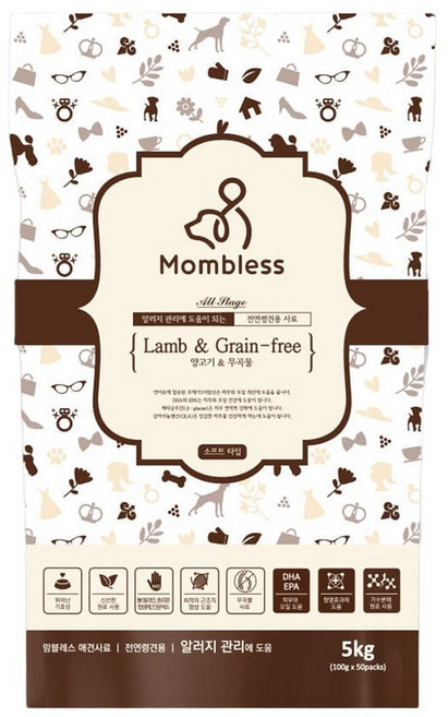 맘블레스 그레인프리 반습식사료 양고기 전연령 5kg, 1개
