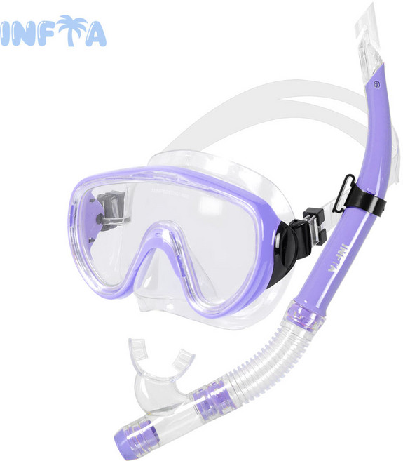 인피아 멀티 피스 스노쿨링 마스크 프리다이빙 스노쿨링 세트, 퍼플