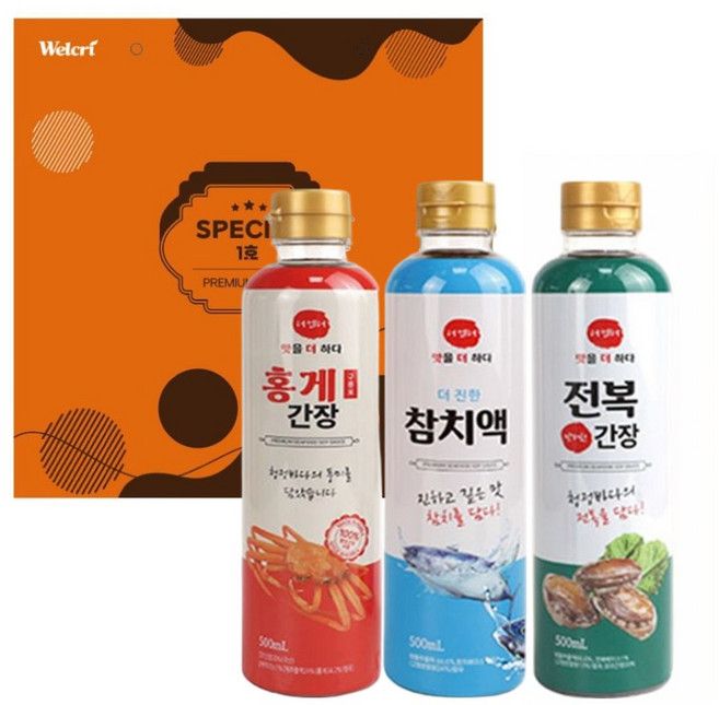 명절선물 간장선물세트 홍게간장 전복간장 참치액 3종, 6개, 500ml