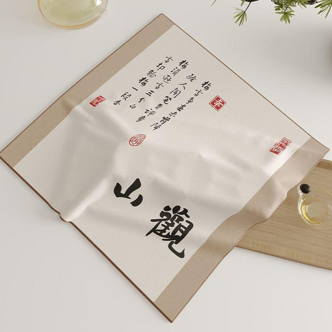 新中式茶幾茶盤防塵蓋佈 正方形小方巾 咖啡機/打印機通用蓋巾, 1個, 觀山絨佈蓋佈,40*80cm 多場景使用, 觀山絨佈蓋佈,40*80cm
