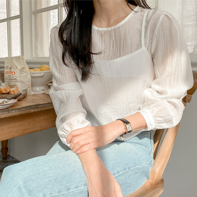 라라홀리 러블리 레이어드 시스루 뷔스티에 블라우스