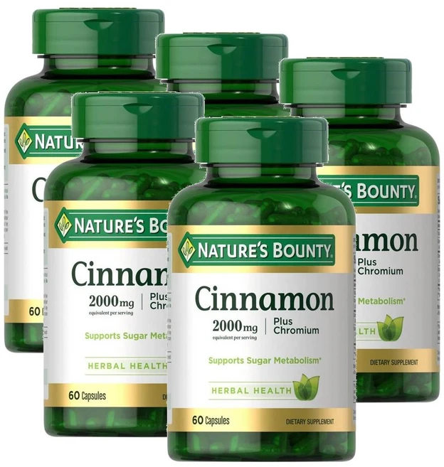 네이처스 바운티 시나몬 2000mg 플러스 크로뮴 크롬 캡슐 Nature's Bounty Cinnamon, 5개, 60정 - 쿠팡
