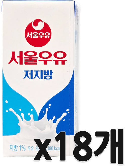 서울우유 저지방 멸균 우유, 200ml, 18개