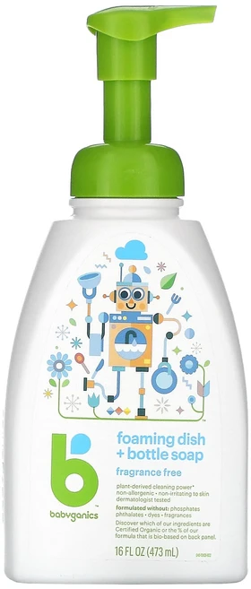 Babyganics 포밍 디시 + 보틀 소프 무향 16 fl oz (473 ml), Babyganics포밍디시보틀소프무향16floz473m, 1개, 473ml - 쿠팡