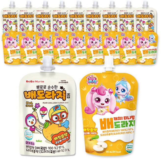 뽀로로 순수한 배도라지즙 + 캐치티니핑 배도라지, 10개, 160ml