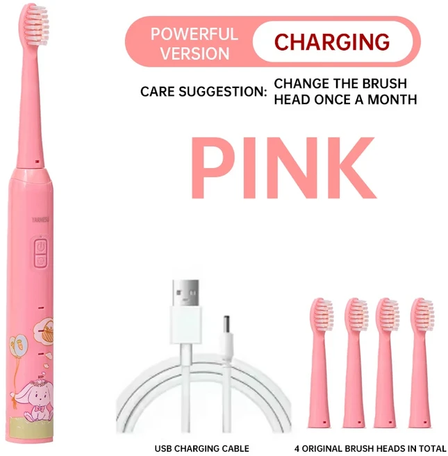 Xiaomi-미지아 음파 전동 칫솔 T200 2 가지 모드 둥근 머리모 c타입 충전 IPX7 방수, [03] pink, 1개, 03 pink