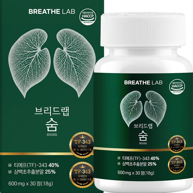 브리드랩 숨 SOOM TF343 삼백초추출물 맥문동 브로멜라인, 1개, 30정