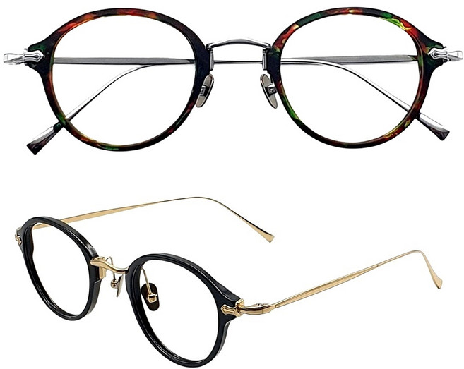 EYES ONE 콤비 티타늄 뿔테 안경 남자 여자 남성 여성 가벼운 긱시크 패션 명품 안경테