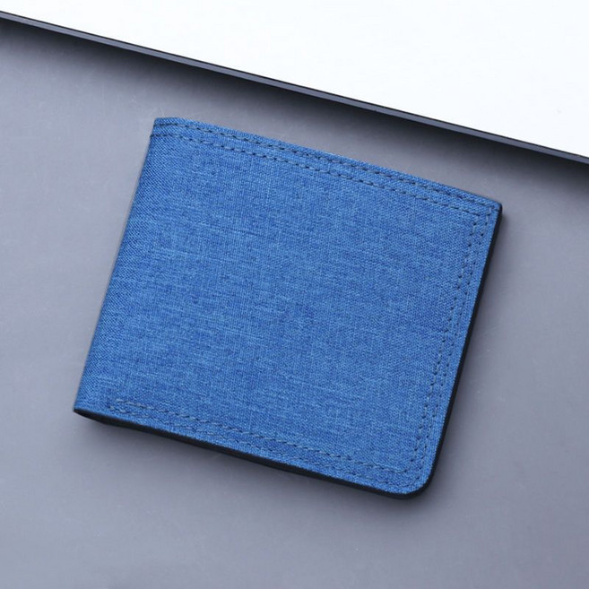 Skyciky 남자 반지갑 캔버스 패브릭 접이식 지퍼형 버튼 심플 지갑 DD2154