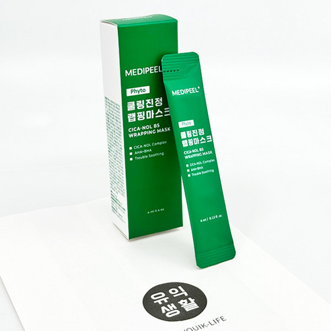 유익생활 메디필 시카 쿨링 진정 초록 랩핑마스크 4ml + 니플패치, 1개, 4개입