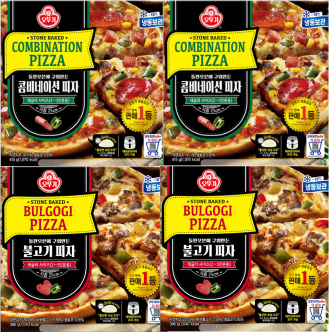 오뚜기 피자 콤비네이션 2개 + 불고기 2개, 396g, 4개